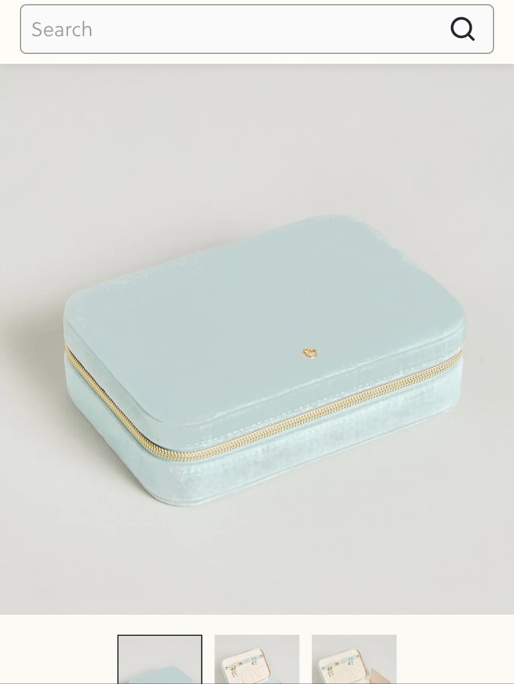Spartuna 449 Jewelry Travel Case - Seafoam Velvet with Gold Zipper - New In Box